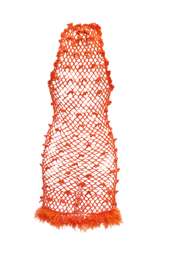 Malva Orange Handmade Crochet Dress - ANDREEVA - Modalova