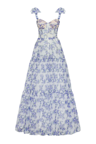 Blue Hydrangea tender tie-strap maxi dress - Milla - Modalova
