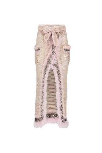 Baby Pink Handmade Knit Skirt - ANDREEVA - Modalova