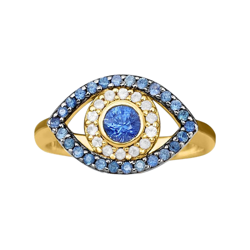 Gold Blue Eye Ring With Sapphires - Cyclades - Modalova