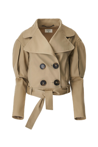 Statement jacket with oversized lapels in beige - Lita Couture - Modalova