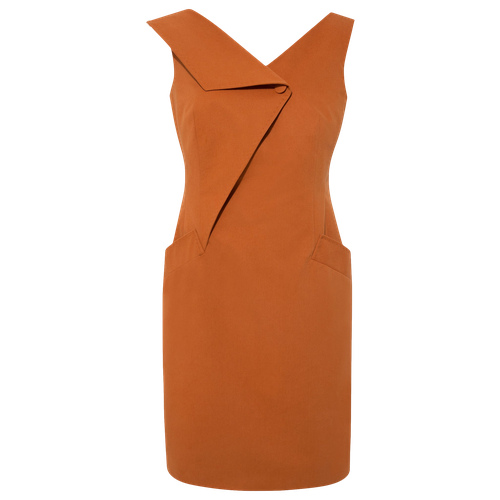 Asymmetric Lapel Tailored Cotton Dress (Burnt Orange) - Femponiq - Modalova