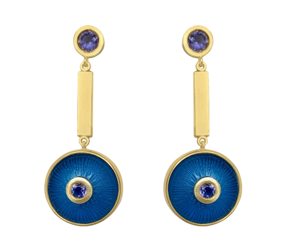 Blue Quartz Eye Stud Earrings 14k Yellow - Cyclades - Modalova