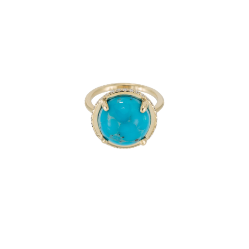 Turquoise Cabochon With Side Diamond Channel Ring - Ali Grace Jewelry - Modalova
