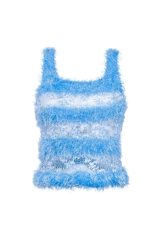 Baby Blue Handmade Knit Top - ANDREEVA - Modalova