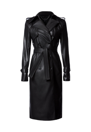 Manila Black vegan leather trench coat - DIVALO - Modalova