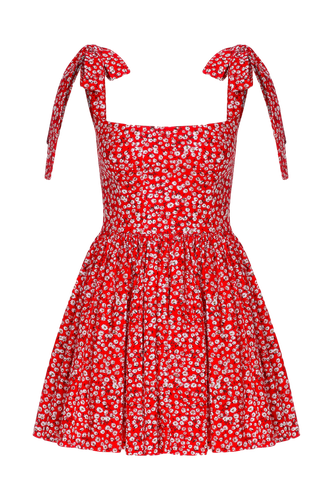 Audree Floral Print Poplin Mini Dress in Candy Red - Nazli Ceren - Modalova