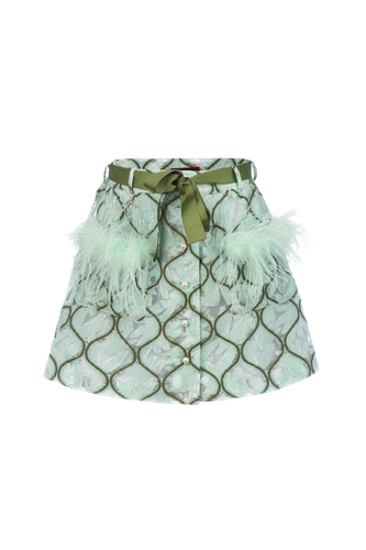 Mint Skirt With Feathers - ANDREEVA - Modalova