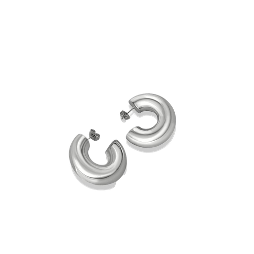 Silver Chubby Hoop Earrings - Anisa Sojka - Modalova