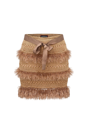 Brown Handmade Knit Skirt - ANDREEVA - Modalova