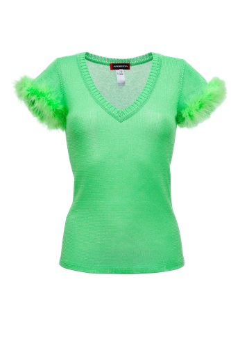 Mint Knit Top With Feather Details - ANDREEVA - Modalova