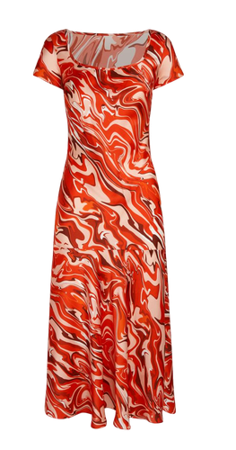 Lava Print Bias Dress - Sara Tamimi - Modalova