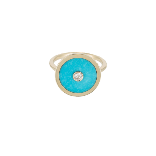 Turquoise Inlay, Gold & Diamond Ring - Ali Grace Jewelry - Modalova