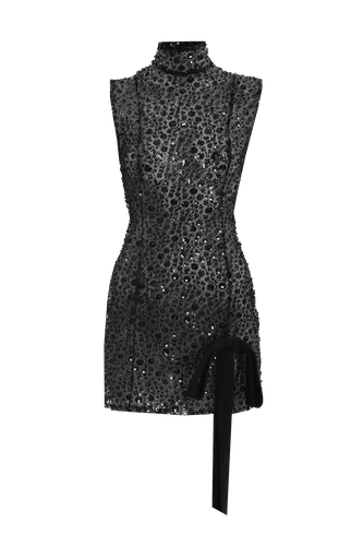 Black sequin embroidered mini dress - Compte Spain - Modalova