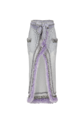 Light Grey Handmade Knit Skirt - ANDREEVA - Modalova