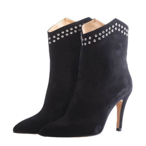 BLACK SUEDE BOOTIES WITH STUDS - Toral - Modalova