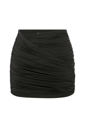 Micha Jersey Asymmetric Mini Skirt in Black - Nazli Ceren - Modalova
