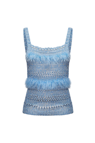 Blue Handmade Knit Top - ANDREEVA - Modalova