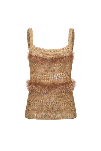 Brown Handmade Knit Top - ANDREEVA - Modalova