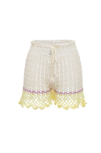 White Handmade Crochet Shorts - ANDREEVA - Modalova