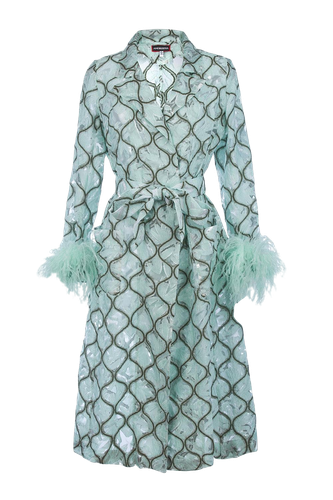 Mint Coat № 23 With Detachable Feathers Cuffs - ANDREEVA - Modalova
