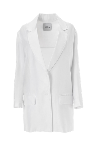 Oversized suit blazer in white linen - Lita Couture - Modalova