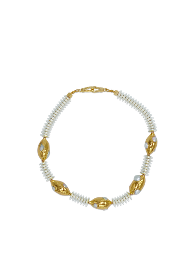 Ceto White 18k White Gold Plated Hematite With Purple Freshwater Pearls Beads Necklace - Carolina Wong - Modalova
