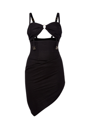RAISA black linen cut-out dress - DIVALO - Modalova