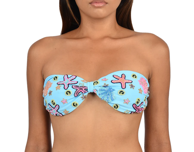 Quinn Clasp Closure Blue Bikini Top - Oceanus Swimwear - Modalova