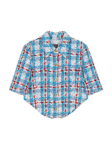 Uriah Tweed Crop Shirt - Blue Multi - EENK - Modalova