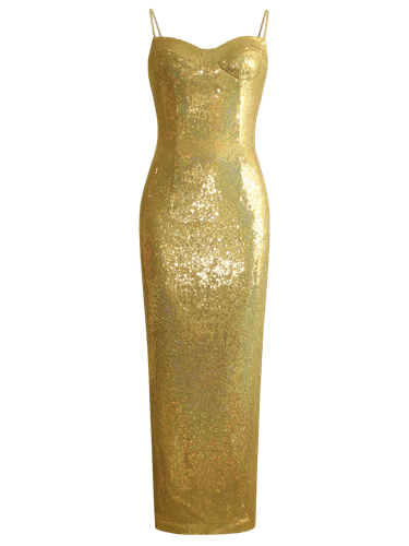 Sequin Bustier Column Gown - L’MOMO - Modalova