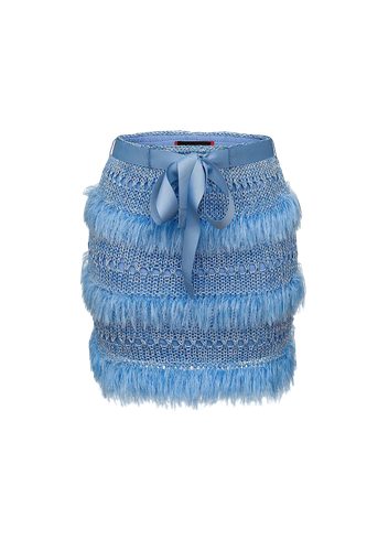 Blue Handmade Knit Skirt - ANDREEVA - Modalova