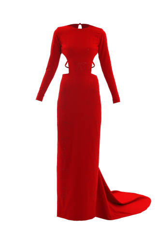 Red crystal bows long dress - Compte Spain - Modalova