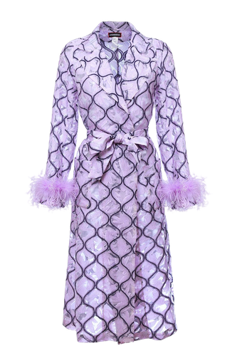 Lavender Coat № 23 With Detachable Feathers Cuffs - ANDREEVA - Modalova