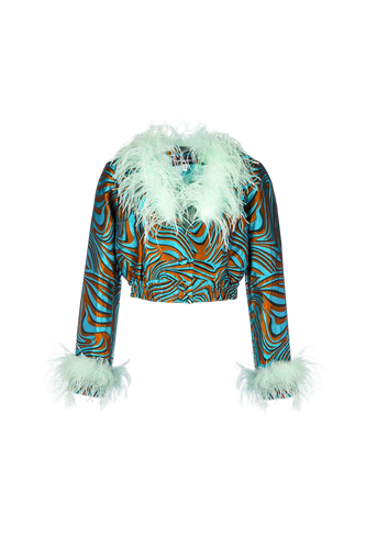 Mint Marilyn Jacket With Feathers - ANDREEVA - Modalova