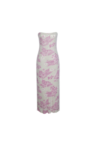 Florentina White And Pink Strapless Sequin Maxi Dress - Oceanus Swimwear - Modalova