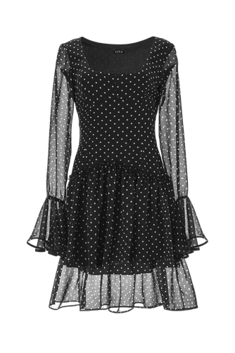 Mini polka dress in black with ruffles - Lita Couture - Modalova