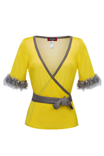 Yellow Cross-Front Knit Top - ANDREEVA - Modalova