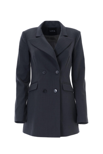 Double breasted tuxedo jacket in grey - Lita Couture - Modalova