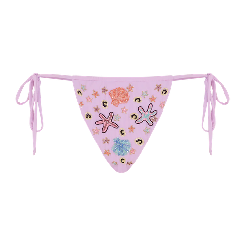 Fia Tropical Hand Embroidered Bikini Bottoms Lilac - Oceanus Swimwear - Modalova