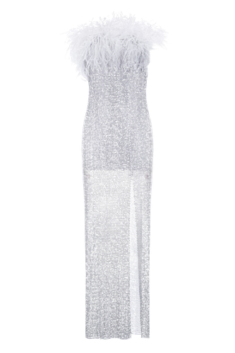 Dress w/Feathers White - Santa Brands - Modalova