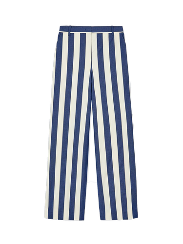 Urth Front-slit Wide Pants - Ivory/navy Stripe - EENK - Modalova
