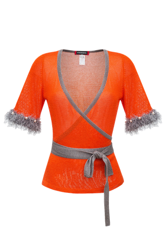 OrangeCross-Front Knit Top - ANDREEVA - Modalova