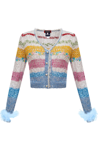 California Handmade Knit Sweater With Feathers - ANDREEVA - Modalova