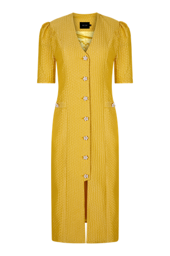 Nº11 Midi dress with flower jewel buttons - ANCOST - Modalova