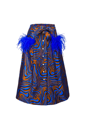 Blue Printed Skirt With Feathers - ANDREEVA - Modalova