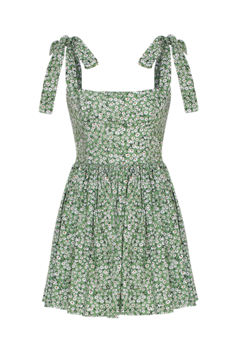 Audree Floral Print Poplin Mini Dress in Spring Green - Nazli Ceren - Modalova