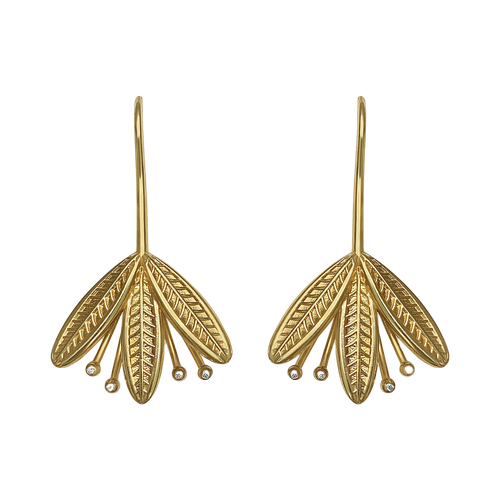 K Vermeil Artemis Flower Earrings With Diamonds (in Stock) - Cyclades - Modalova