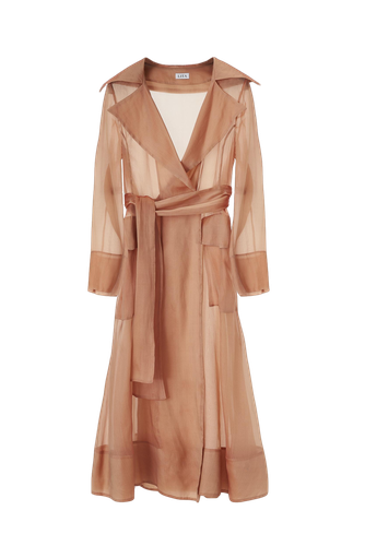 See Through Orange Organza Trench Coat - Lita Couture - Modalova
