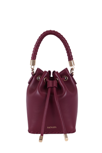 SAONARA MINI BUCKET BERRY LEATHER - Saonara - Modalova